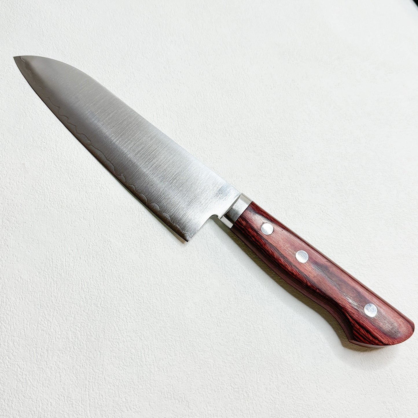 Restored Japanese Sakai-Okuzen Santoku All purpose knife 160mm ( Stainless- Clad Blue Carbon)