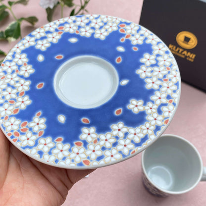 Kutani ware Japanese Tea cup & Saucer Set Color: Sakura桜