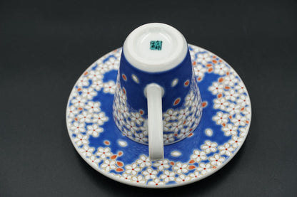 Kutani ware Japanese Tea cup & Saucer Set Color: Sakura桜