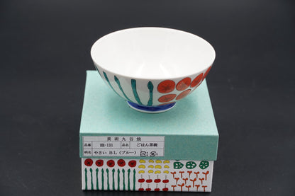 Kutani Rice Bowl/ Small Bowl Color: Yasai RED/ BLUE