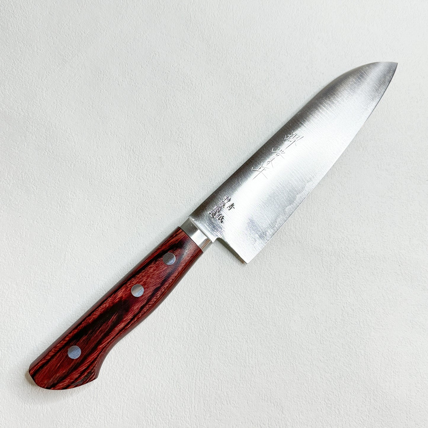 Restored Japanese Sakai-Okuzen Santoku All purpose knife 160mm ( Stainless- Clad Blue Carbon)