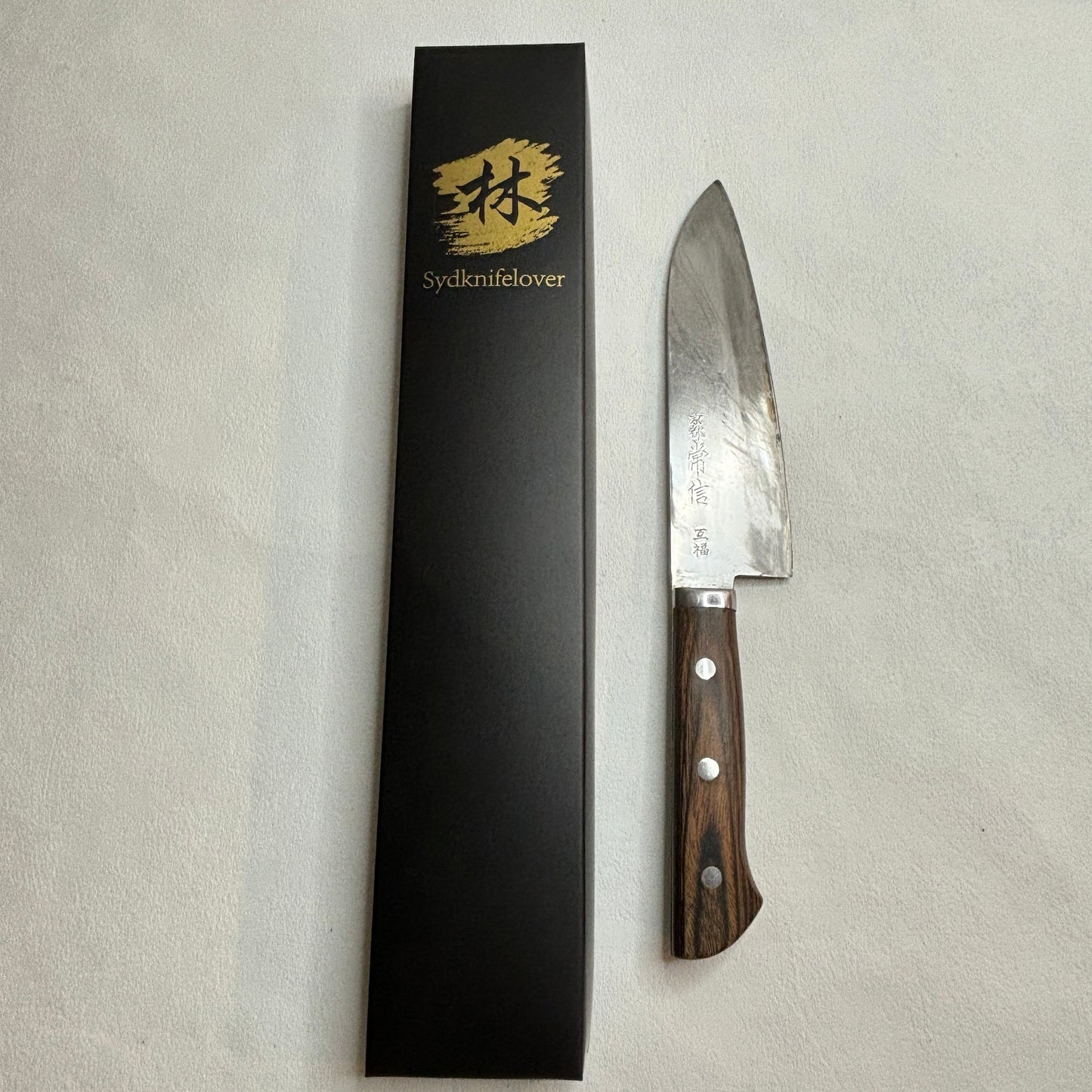 ###Vintage### Unrestored Japanese Santoku all purpose knife 157mm (Stainless - Clad Carbon)with  box