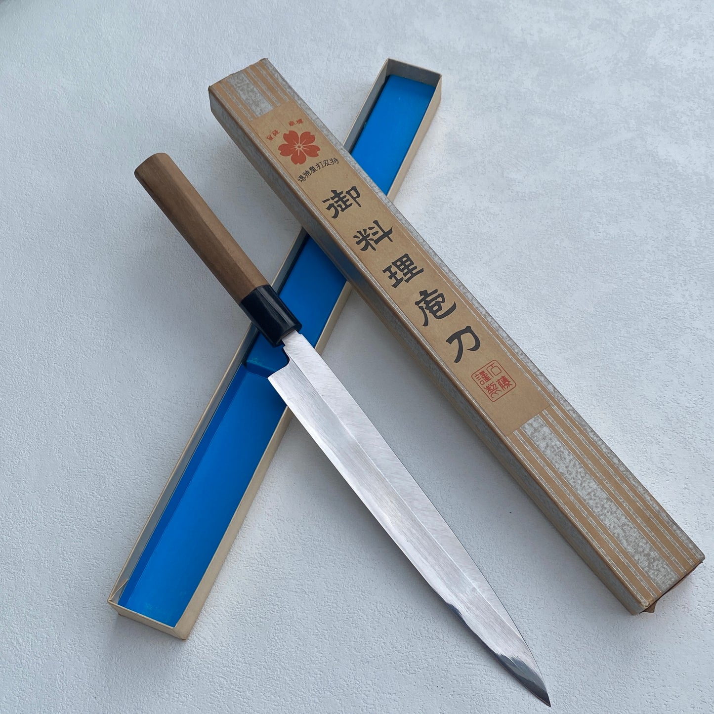 Restored Sakai Ishidou Sadamune Japanese Yanagiba/Sashimi knife.205mm (carbon steel) with original box